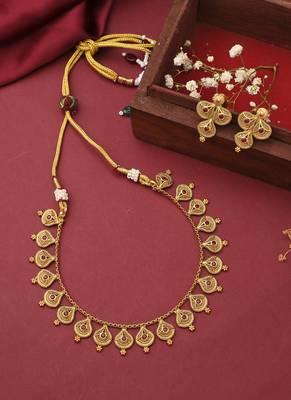 Gold-Plated Alloy Necklace Set with Earrings 1
