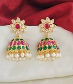 Gold toned kemp jhumka jhumki earrings