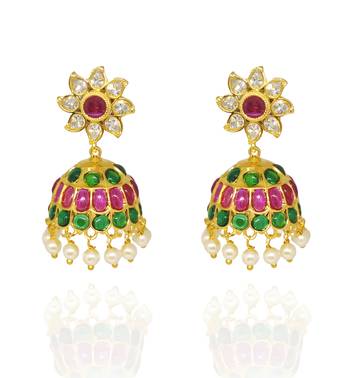 Gold toned kemp jhumka jhumki earrings 3