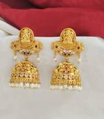 Matt gold laxmi jhumka jhumki temple earrings