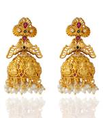 Matt Gold Lakshmi Temple Jhumka jhumki Earrings