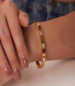 White stone 18k plated stainless steel cuff bracelet