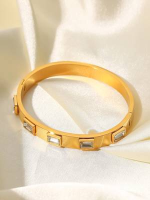 White stone 18k plated stainless steel cuff bracelet 2