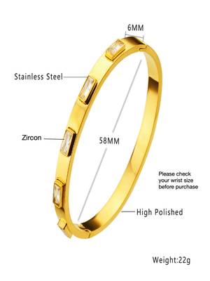 White stone 18k plated stainless steel cuff bracelet 4