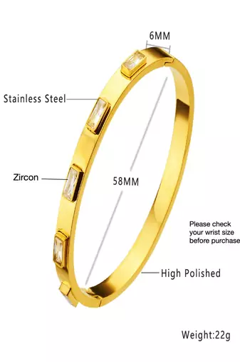 White stone 18k plated stainless steel cuff bracelet