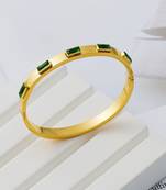Green stone 18k plated stainless steel cuff bracelet