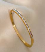 White zircon 18k plated stainless steel cuff bracelet
