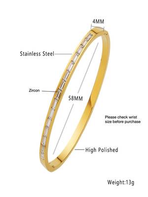 White zircon 18k plated stainless steel cuff bracelet 3