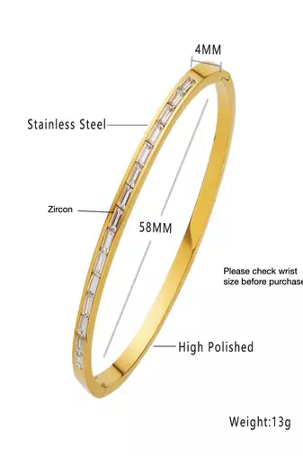 White zircon 18k plated stainless steel cuff bracelet