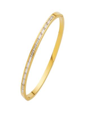 White zircon 18k plated stainless steel cuff bracelet 4