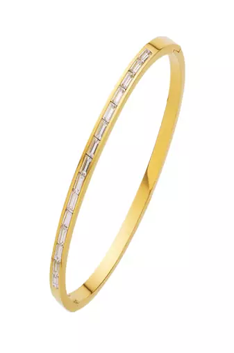 White zircon 18k plated stainless steel cuff bracelet