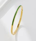 Green zircon 18k plated stainless steel cuff bracelet