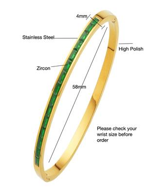 Green zircon 18k plated stainless steel cuff bracelet 3
