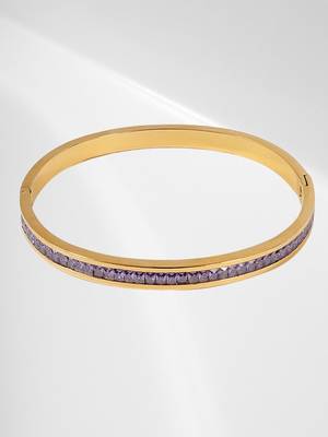 Purple zircon 18k plated stainless steel cuff bracelet 2