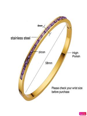 Purple zircon 18k plated stainless steel cuff bracelet 3
