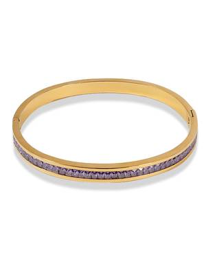 Purple zircon 18k plated stainless steel cuff bracelet 4