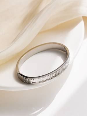 Lux white zircon 18k plated stainless steel cuff bracelet 2