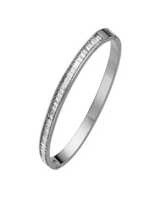 Lux white zircon 18k plated stainless steel cuff bracelet 3