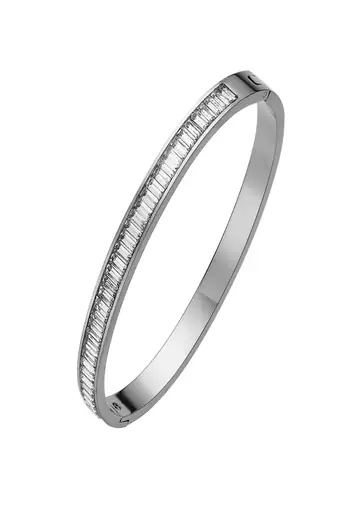 Lux white zircon 18k plated stainless steel cuff bracelet