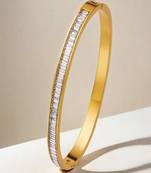 Lux white zircon 18k plated stainless steel cuff bracelet