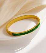 Lux green zircon 18k plated stainless steel cuff bracelet