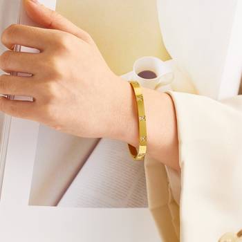 Cross 18k plated stainless steel cuff bracelet 1