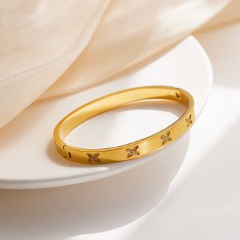 Cross 18k plated stainless steel cuff bracelet 2