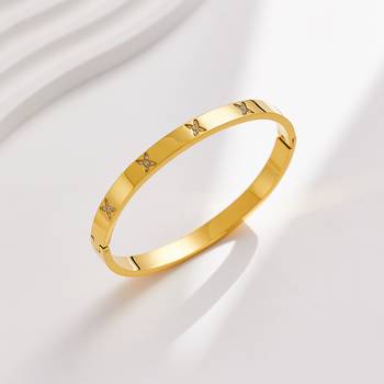 Cross 18k plated stainless steel cuff bracelet 3
