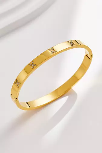 Cross 18k plated stainless steel cuff bracelet