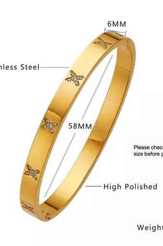 Cross 18k plated stainless steel cuff bracelet