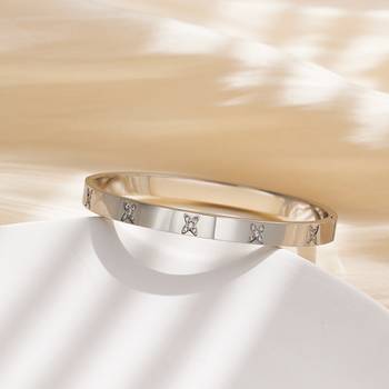 Cross 18k plated stainless steel cuff bracelet 1