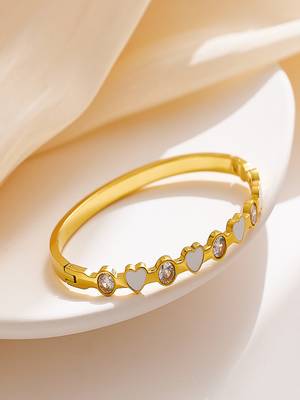 Enamel & zircon  18k plated stainless steel cuff bracelet 1