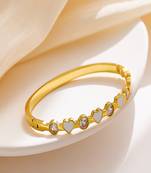 Enamel & zircon  18k plated stainless steel cuff bracelet