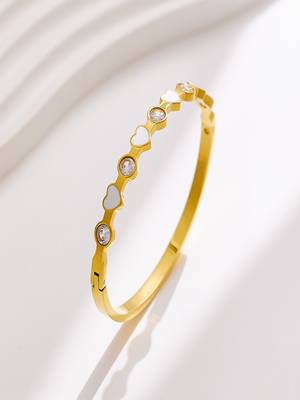 Enamel & zircon  18k plated stainless steel cuff bracelet 2