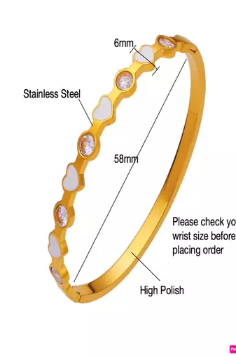 Enamel & zircon  18k plated stainless steel cuff bracelet