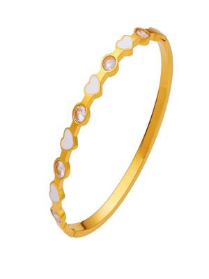 Enamel & zircon  18k plated stainless steel cuff bracelet 4