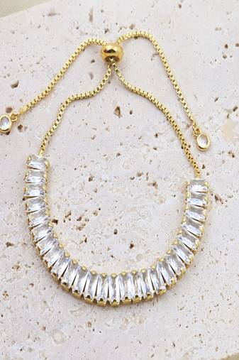 White zircon 18k goldplated tennis bracelet