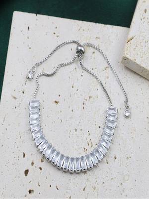 White zircon 18k silver-plated tennis bracelet 1