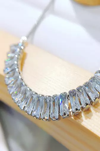 White zircon 18k silver-plated tennis bracelet