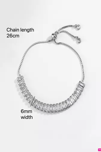White zircon 18k silver-plated tennis bracelet