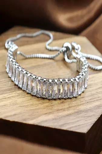 White zircon 18k silver-plated tennis bracelet