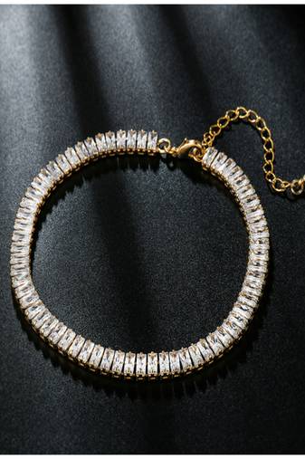 White zircon 18k goldplated tennis bracelet