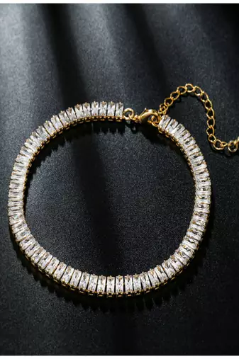 White zircon 18k goldplated tennis bracelet