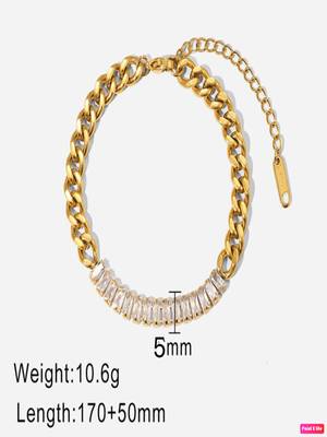 White zircon 18k goldplated curb chain bracelet 5