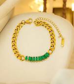Emerald 18k goldplated curb chain bracelet