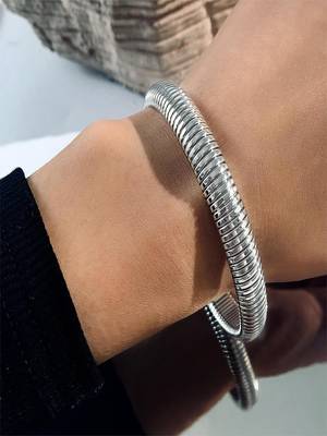 Silver plated 12mm snake bangle 1