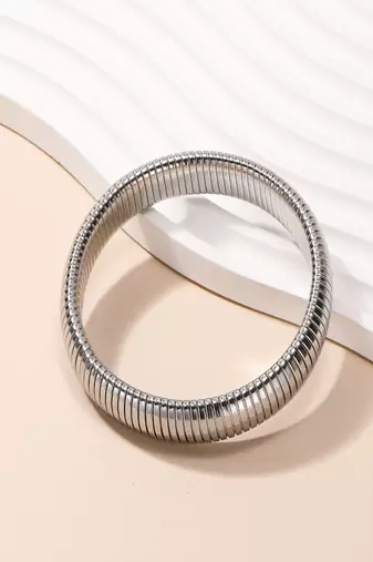 Silver plated 12mm snake bangle