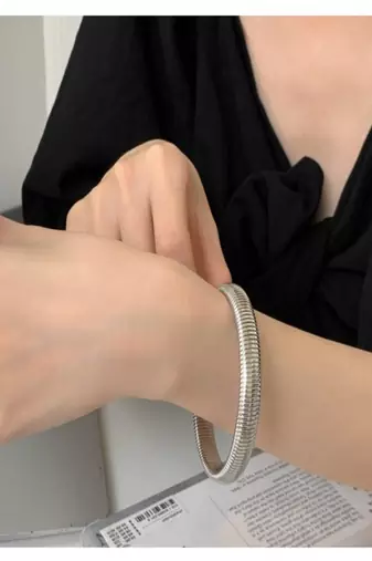 Silver plated 12mm snake bangle