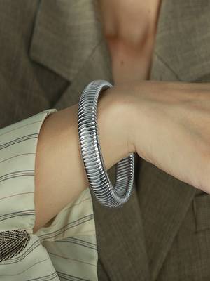 Silver plated 16mm snake bangle 1