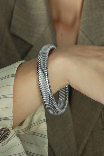 Silver plated 16mm snake bangle